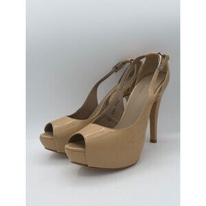 Lob Footwear Womens Beige Peep-Toe Platform High Heel Sandals Size 7.5
